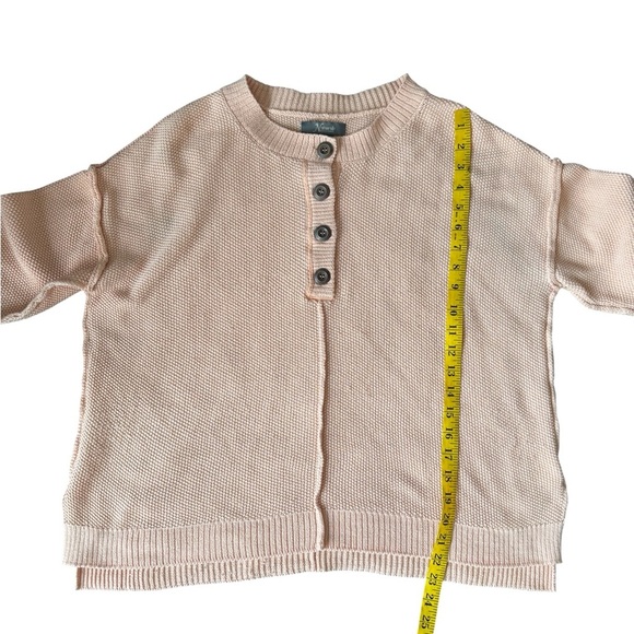 Natural Reflections Women’s Peach pink  Knit Sweater 1/4 Button Up Size Medium - Picture 3 of 9